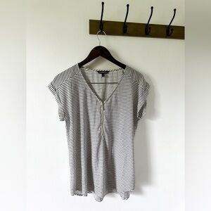 Express Striped Button Up Top